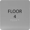 Grey w/Black ADA Floor 4 Sign by ADACentralSigns