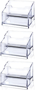 Meschett 3 Pack Clear Acrylic Business Card Holder, 2 Tier Premium Acrylic by MESCHETT