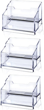 Meschett 3 Pack Clear Acrylic Business Card Holder, 2 Tier Premium Acrylic by MESCHETT
