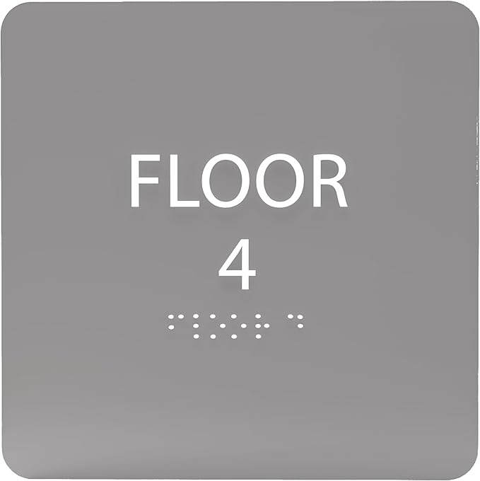Grey w/White ADA Floor 4 Sign by ADACentralSigns