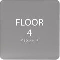 Grey w/White ADA Floor 4 Sign by ADACentralSigns