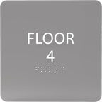 Grey w/White ADA Floor 4 Sign by ADACentralSigns