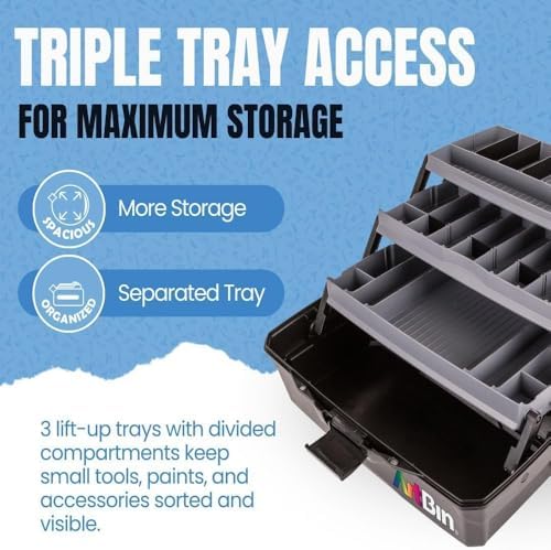 artbin 3-tray art supply box with handle, durable, side view