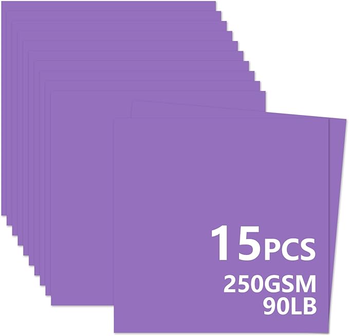 15 Sheets Purple Cardstock 12"x12", 250gsm/90lb Heavyweight Cover Cardstock by Bazyrock
