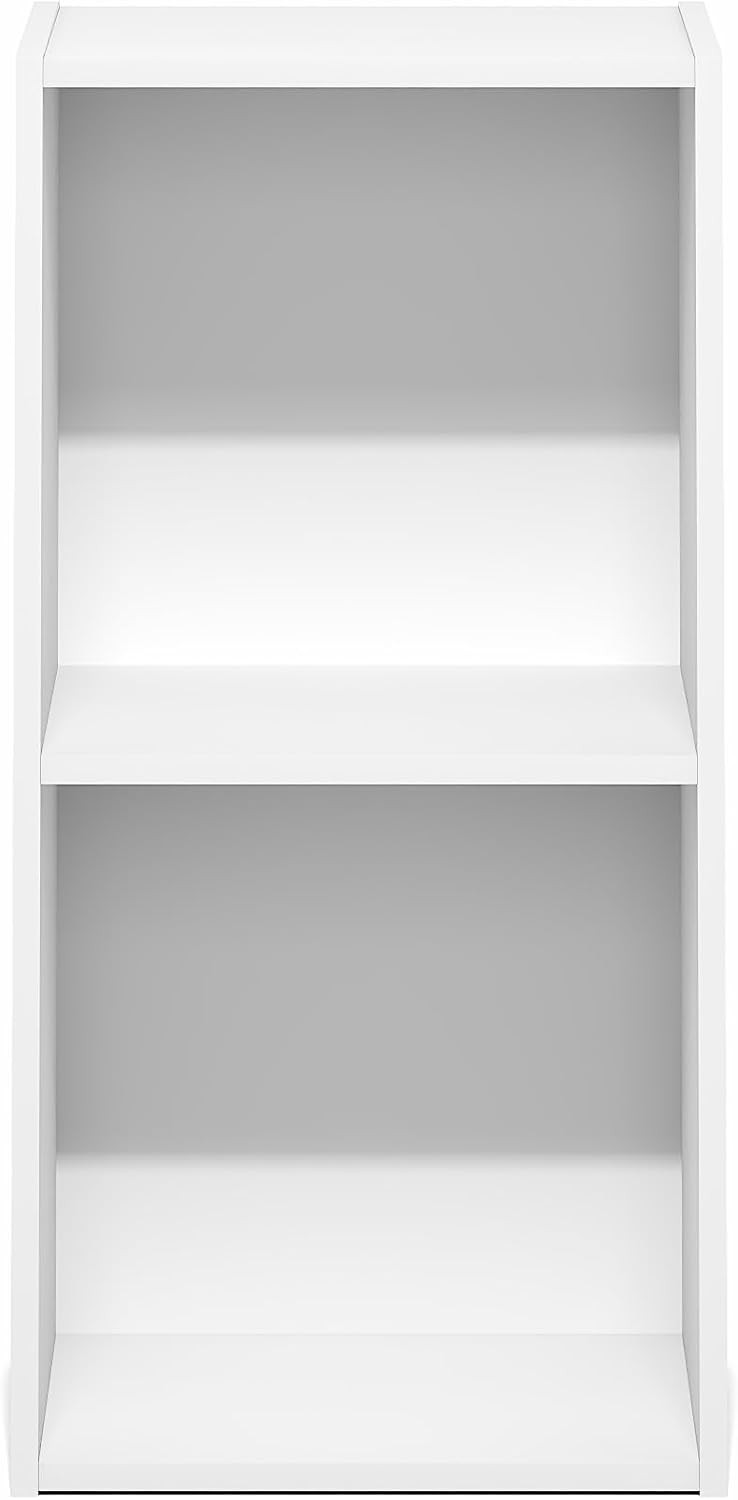 Furinno LUDER Book Shelf, 2-Cube Bookshelf, Bookcase, White