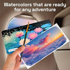 artistro watercolor paint set with palette & brush showing dimensions