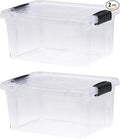 Superio Storage Bins with Lids- 2 Pack, 6.6 Qt Clear Boxes by Superio