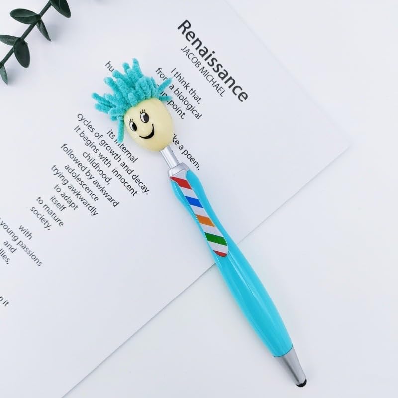 Arthink Pack of 20 Mop Head Ballpoint Pens, Funny Mop Topper Pens with Plush Hair,Writing Click Pen Portable Cute Cartoon Multi-function Signing Pen,Suitable for Office Schools