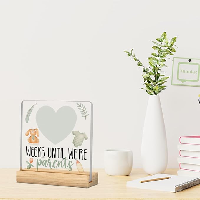 Baby Announcement Gifts for New Parents, Funny Baby Countdown Weeks Acrylic Sign - Image 5