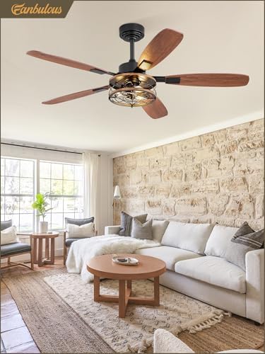 52 inch farmhouse ceiling fan with light and on a desk or shelf