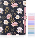 SKYDUE Accordion File Organizer, Floral Expanding File Folders with 5 Pockets, Cute Document Organizer for Paper Bills Receipt Storage, School Office & Hospital Supplies Letter/A4 Size Navy Blue