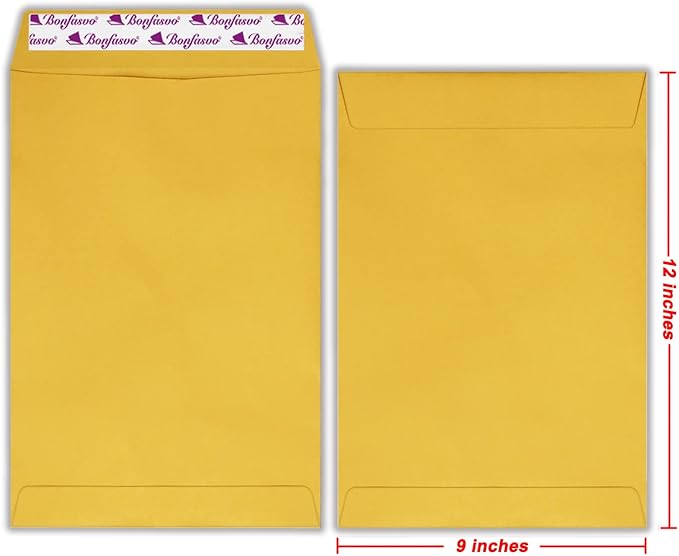 Bonfasvo 300 Pack 9x12 Brown Catalog Envelopes Peel & Seal Security Mailing - Image 2