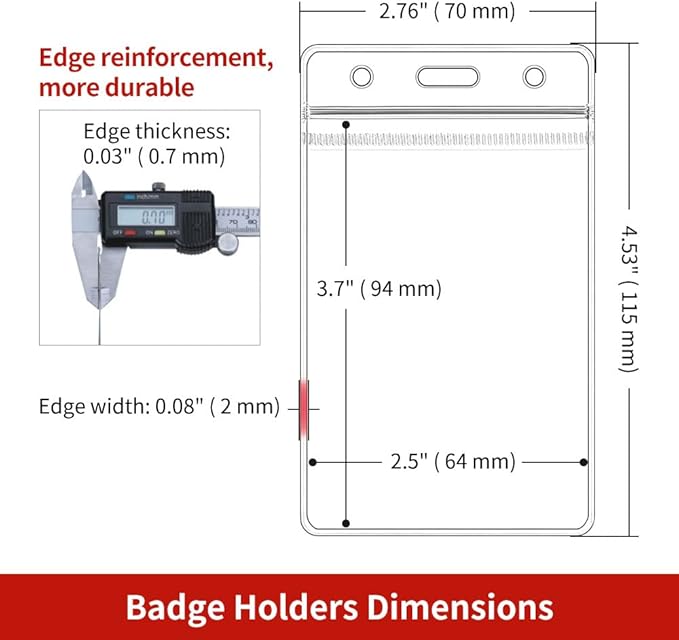 Turxayox 50 Pcs Clear ID Badge Holder, Vertical Plastic Name Tag Protector - Image 2
