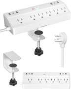 Desk Clamp Power Strip, 40W Fast Charging Station, Desktop Mount Surge Protect by Fararaka