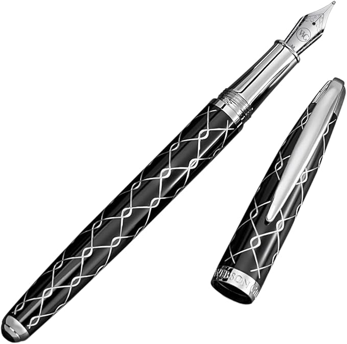 Webson Gill ‘The Weaver’ Black Luxury Executive Fountain Pen, Polished Lacquer by WebsonGill