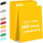 OcePor 200 Sheets Yellow Cardstock Paper, Colored Printer Paper 8.5 x 11 by OcePor