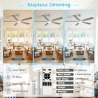 depuley 52-inch ceiling fan with light: nickel ceiling, close-up detail