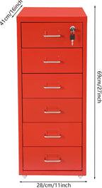 4 Drawer File Cabinet with Lock,Metal Office Filing Cabinets for Home Office,Metal Vertical File Storage Cabinet with Wheels,Storage A4/Letter/Legal (Red)