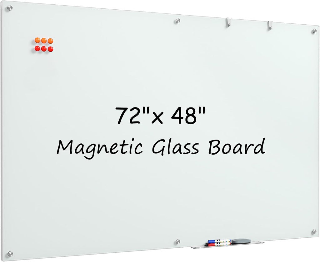 MaxGear Glass Whiteboard, Tempered Magnetic Dry Erase Board 72 x 48 Inch