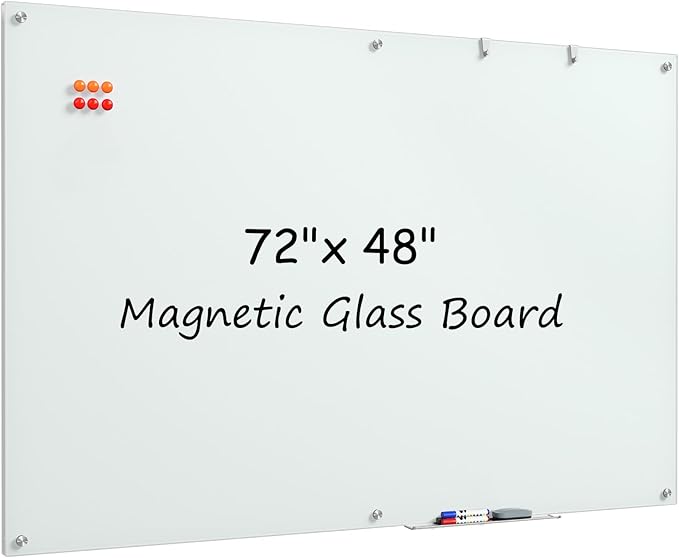 MaxGear Glass Whiteboard, Tempered Magnetic Dry Erase Board 72 x 48 Inch by MaxGear