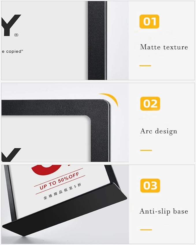 ECKEK Carbon Steel Sign Holder, Slanted Menu Displays, Table Top Sign Stand - Image 5