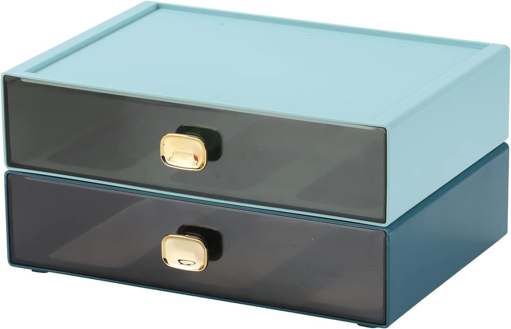 OSteed Spacious Desktop Storage Box, 2 Large Storage Drawers, Stackable Office