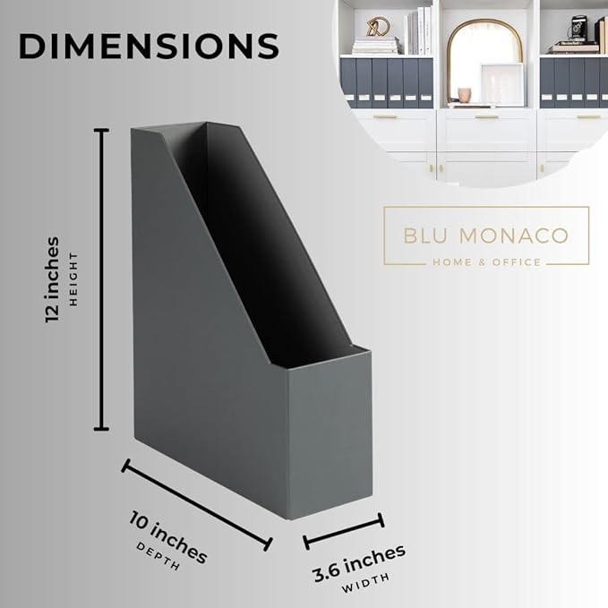 BLU MONACO | Set of 6 Foldable Grey Magazine File Holders - Image 7