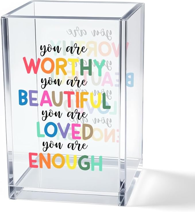 Vgrti You are Worthy Beautiful Acrylic Makeup Brush Organizer Holder, Boho by Unknown