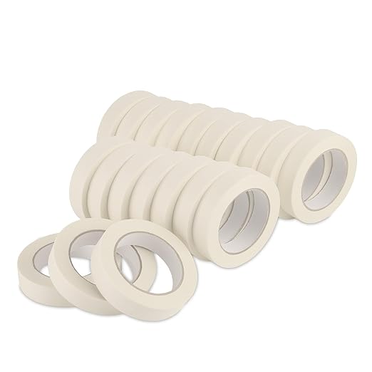 Lichamp Masking Tape 1 inch, 20 Pack General Purpose Beige White Masking Tape by Lichamp