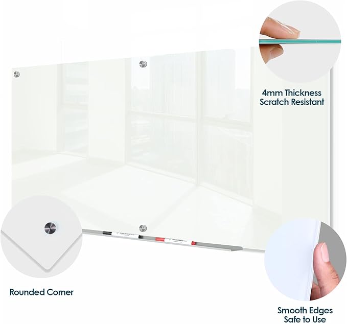J&J worldwide Glass Dry Erase Board 6' x 3', Glass Whiteboard Magnetic - Image 2