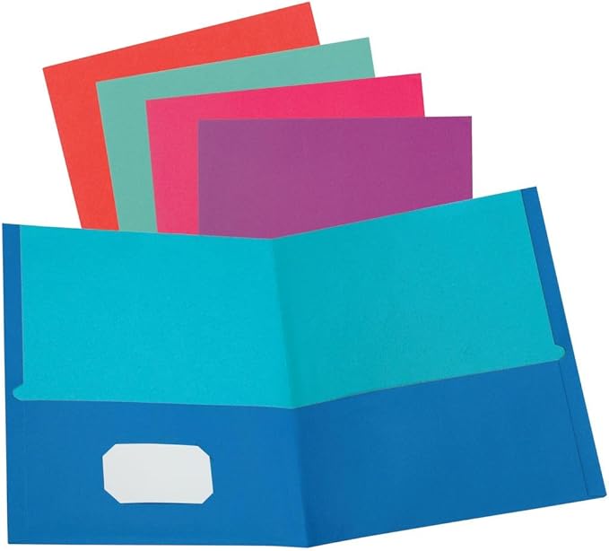 Oxford 2 Pocket Folders, Textured Paper, Contrasting Interior, Letter Size by Oxford