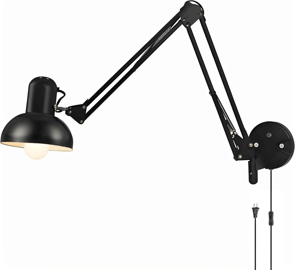 Black Industrial Swing Arm Wall Light Nordic Adjustable Long Arm Wall Sconces...