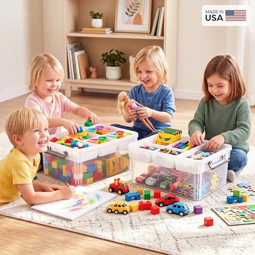 citylife 17qt clear craft organizers and storage box, side view