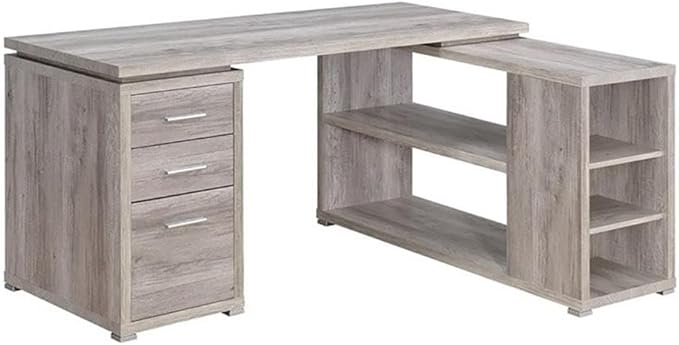 Pemberly Row L Shape Corner Storage Desk in Grey Driftwood, Letter/Legal File by PEMBERLYROW