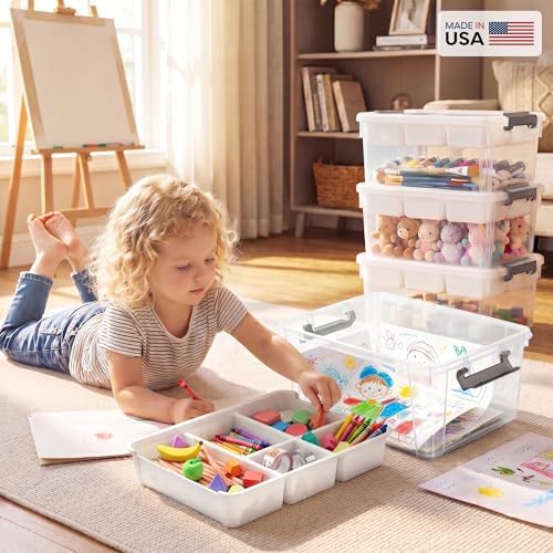 citylife 17qt clear craft organizers and storage box, front angle view