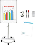 Mobile Dry Erase Board 36x24 Inches – Adjustable Rolling Whiteboard on Wheels by BEST+BOARD