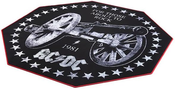 Subsonic - Metal Music Gaming Floor Mat 39.4x39.4 inch - Non-Slip for Office Chairs - Floor and Parquet Protection Mat for Gaming Rooms - Easy to Clean - Black (AC/DC)