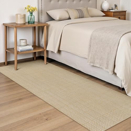 rugalia washable woven indoor outdoor runner rug 2x6 on a desk or shelf