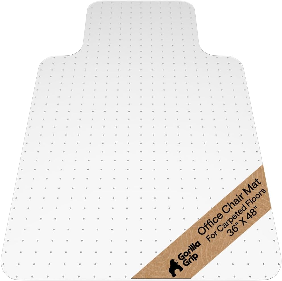 GORILLA GRIP Office Chair Mat for Carpet Floors, Heavy Duty 36x48 Clear Lip