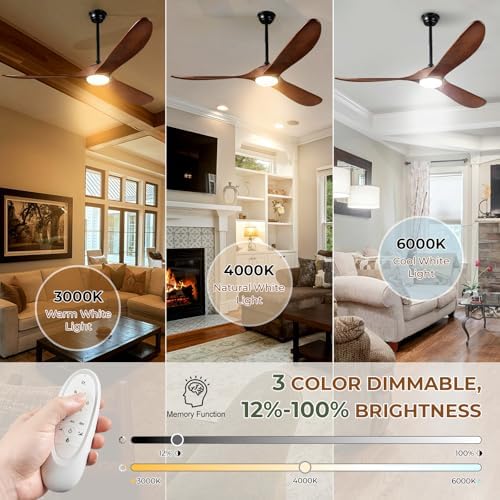 52" ceiling fans with lights and remote control, close-up detail