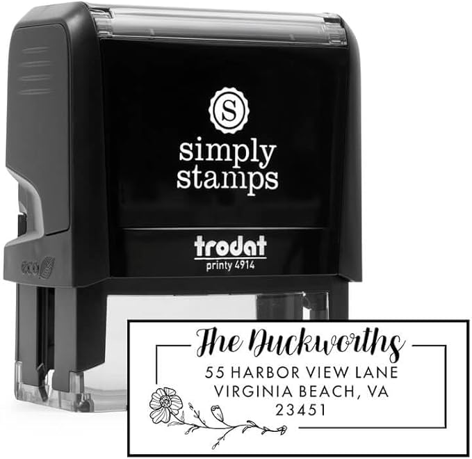 Custom Floral Address Stamp | Choose from 12 Designs | Multiple Ink Color by 904Custom