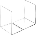 Clear Acrylic Book Ends for Shelves Heavy Duty L Shaped, 2 Pcs