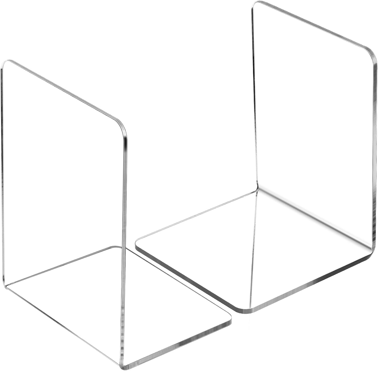 Clear Acrylic Book Ends for Shelves Heavy Duty L Shaped, 2 Pcs