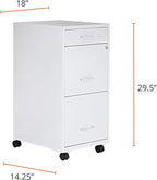 Lorell LYS SOHO Box/File/File Mobile White File Cabinet, 3 Drawer, 26.5 x 14.3 - Image 2
