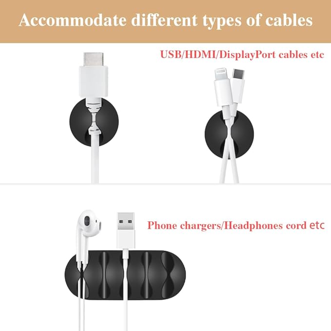 Shintop Cable Clips, 16 Pack Black Cord Organizer Adhesive Cord Management Wire - Image 5