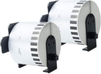 2 Pack DK-2205 BRO Compatible Label Paper Roll 2-3/7"x100' Continuous White Labels with 2 Reusable Cartridges use for QL-700 QL570 QL710W QL800 QL810W QL1060N QL720NW QL550 (2)