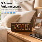 peakeep wooden digital alarm clock large display, textured, package contents