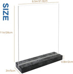 vrupin 2 Pack 8.5x11 Acrylic Sign Holder, Acrylic Frame Natural Marble Base - Image 2