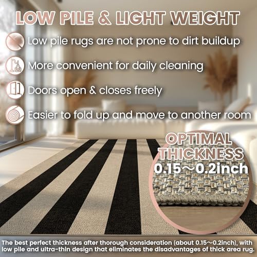 washable 2x6 striped modern easy jute runner indoor, close-up detail