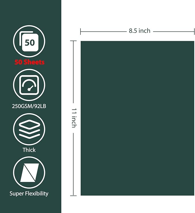 OcePor 50 Sheets Dark Green Cardstock Paper, Colored Printer Paper 8.5 x 11 - Image 2